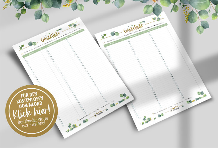 Download Vorlage Gästeliste Hochzeit